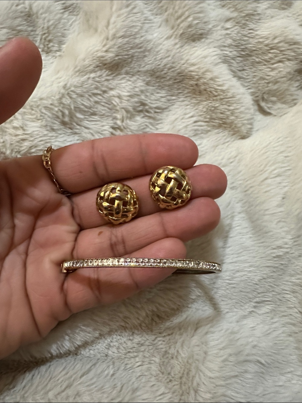 Givenchy Gold Woven Dome Clip-On Earrings bangle